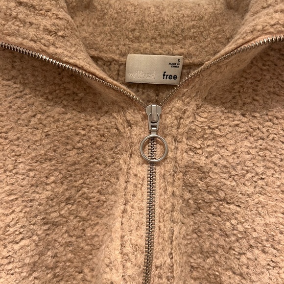 Aritzia Wilfred Free Gwyneth Quarter Zip Tan Knit Sweater Size S - Picture 4 of 4